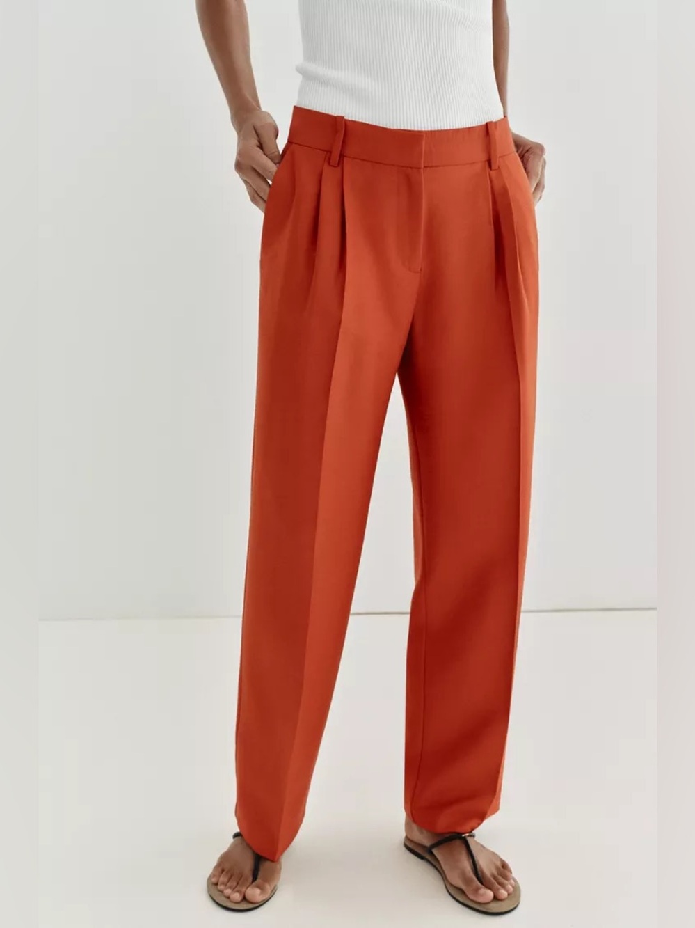 pleated straight leg pants